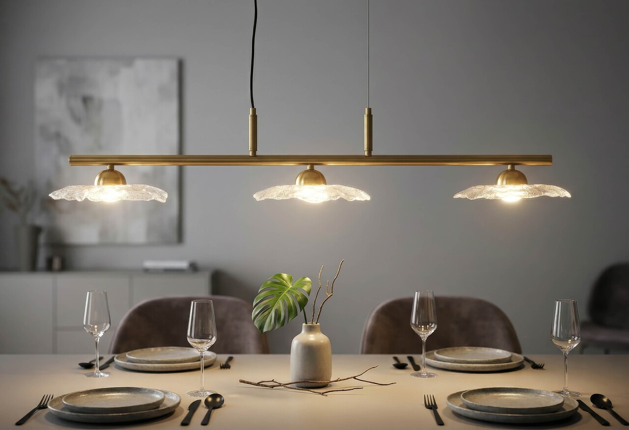 Candelabru, Mauro Ferretti, Emily, 3 x E27, 40W, 100x24x18 cm, fier/sticla, auriu/transparent - imagine 7